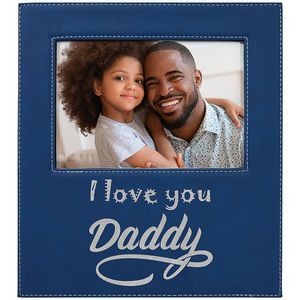 5"x7" Large Engraving Area Photo Frame, Blue-Silver Laserable Leatherette