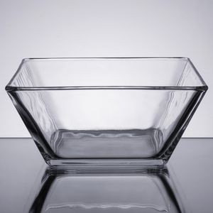 Clear Glass Square Bowl with Slanted Sides, 9"x9"x4"H