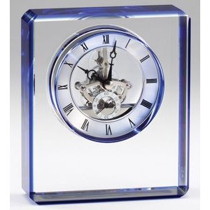 Blue Edge Crystal Desk Clock, 5-3/4"