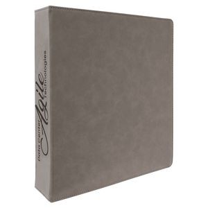 Gray 3-Ring Binder, Leatherette Laserable 11-1/2" x 11-1/2"