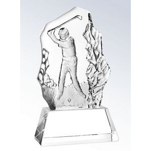 Molten Glass Golfer on Crystal Base Swing Award, 6-7/8"H