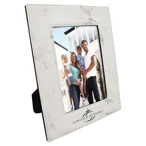 5" x 7" White Marble Laserable Leatherette Picture Frame