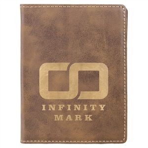 Rustic Brown-Gold Laserable Leatherette Passport Holder, 4-1/4