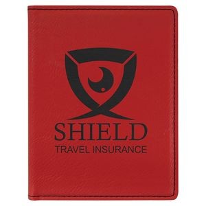 Red Laserable Leatherette Passport Holder, 4-1/4