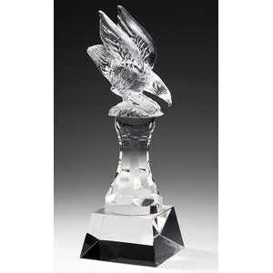 Crystal Eagle Award with Crystal Base & Pedestal, 3-1/2"x10-1/2"H
