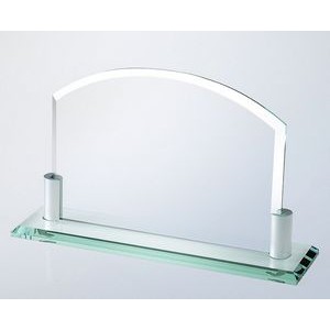 Horizontal Jade Glass Arch w/Aluminum Holders and Beveled Base (12-1/2