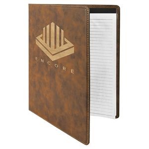Rustic/Gold 9-1/2" x 12" Portfolio with Notepad, Laserable Leatherette