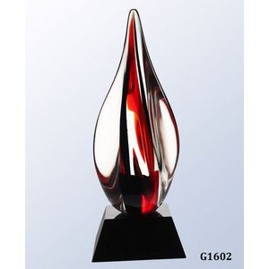 Red Contemporary Award with Black Crystal Base, 11-3/4"H