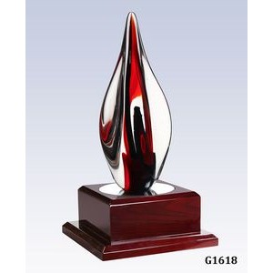 Red Contemporary Award with Rosewood Base, 12-1/2"H