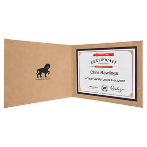 9" x 12" Light Brown Laserable Leatherette Certificate Holder