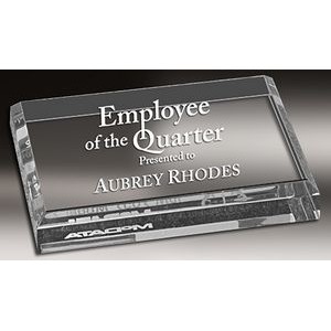 Clear Acrylic Rectangle Paperweight, Small (4"x2-1/2")