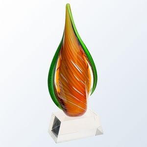 Orange Creamsicle Art Glass Series on Clear Crystal Base, 12