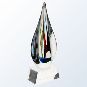 Candy Stripes Art Glass Series on Clear Crystal Base, 12"H