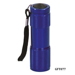 Blue 9-LED Laserable Flashlight with Strap, 3-3/8"L