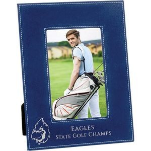4" x 6" Blue-Silver Laserable Leatherette Picture Frame