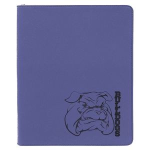 Purple Zippered Portfolio with Notepad, 9-1/2" x 12" Laserable Leatherette