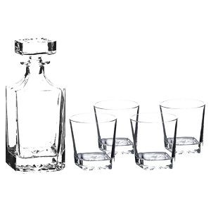 750ml Square Glass Decanter Set with 4 Glasses, 8-3/4"H