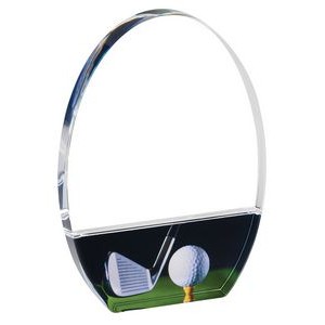 Acrylic Freestanding Golf Plaque with Printed Club, Ball and Tee, Small (5"x7")