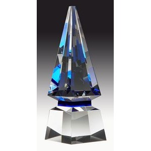 Blue Spire Optic Crystal Tower, 3-1/2"x10-3/4"H
