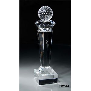 Crystal Golf Ball Award on Multifaceted Tower, 3-1/8