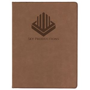 Dark Brown 9-1/2" x 12" Portfolio with Notepad, Laserable Leatherette