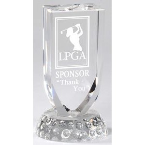 Crystal Wedge Award with Golf Ball Base, 2-3/4"x 4-3/4"H