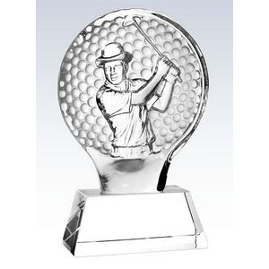 Molten Glass Golfer on Crystal Base Champion Award, Large, (8-1/2"H)