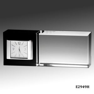 Best Wishes Optic Crystal Clock, Horizontal, 6-1/2" x 2-1/2"H