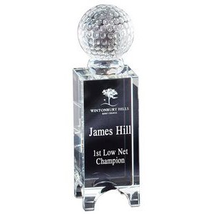 Dimpled Golf Ball Award Series on Footed Block Base, Small (2-1/4