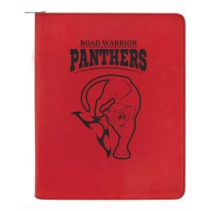 Red Zippered Portfolio with Notepad, 9-1/2" x 12" Laserable Leatherette