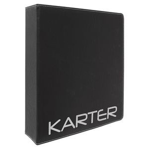 Black-Silver 3-Ring Binder, Leatherette Laserable 11-1/2" x 11-1/2"