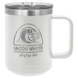 15 Oz. White Polar Camel Vacuum Insulated Mug with Handle