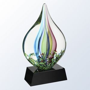 Coral Art Glass Series on Black Crystal Base, 11-1/2"H