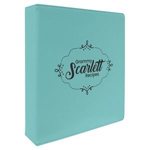 Teal 3-Ring Binder, Leatherette Laserable 11-1/2" x 11-1/2"