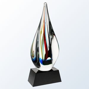 Candy Stripes Art Glass Series on Black Crystal Base, 12"H
