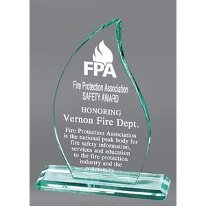Beveled Flame Jade Glass Award, Small (5-1/2