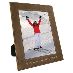 8" x 10" Rustic/Gold Laserable Leatherette Picture Frame