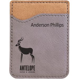 Gray Leatherette Phone Wallet, Laserable, 2-3/8