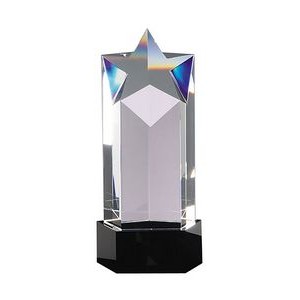 Crystal Star Tower Award on Black Crystal Base 3-1/2"x8-1/4"H