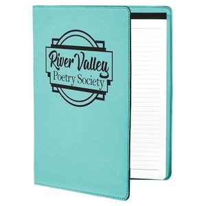 Teal 9-1/2" x 12" Portfolio with Notepad, Laserable Leatherette
