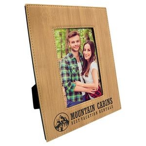 4" x 6" Bamboo Laserable Leatherette Picture Frame