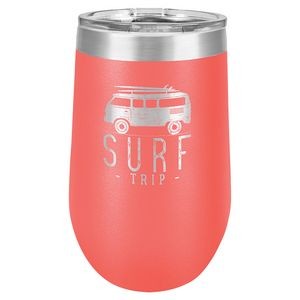 16 Oz. Coral Polar Camel Stemless Wine Glass with Clear Lid