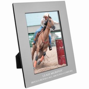 4" x 6" Gray Anodized Aluminum Picture Frame with Bright White Engraving