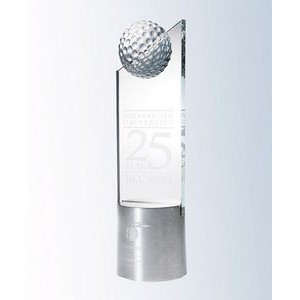 Starphire Glass Golf Pinnacle on Aluminum Base Award, 3"x10-1/2"