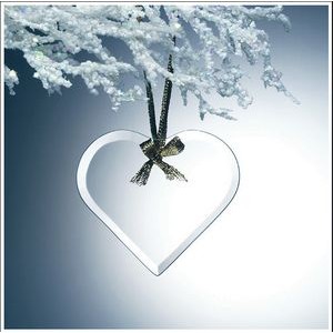Jade Glass Beveled Ornament, Heart, 3-1/2