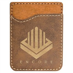 Rustic/Gold Leatherette Phone Wallet, Laserable, 2-3/8