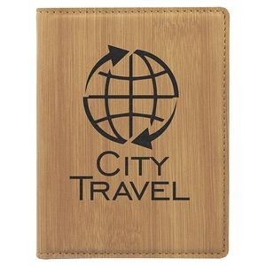 Bamboo Brown Laserable Leatherette Passport Holder, 4-1/4" x 5-1/2"