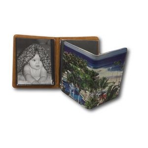Leather Bi-fold 5"x7" Picture Frame (4-Color Image on Outside Cover)