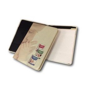 Custom Letter Size Genuine Leather Padfolio w/ Zipper (4 Color/ 2 Sides)