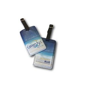 Genuine Leather "Rectangular" Luggage Tag w/ Concealed ID Window (4 Color/2 Sides)